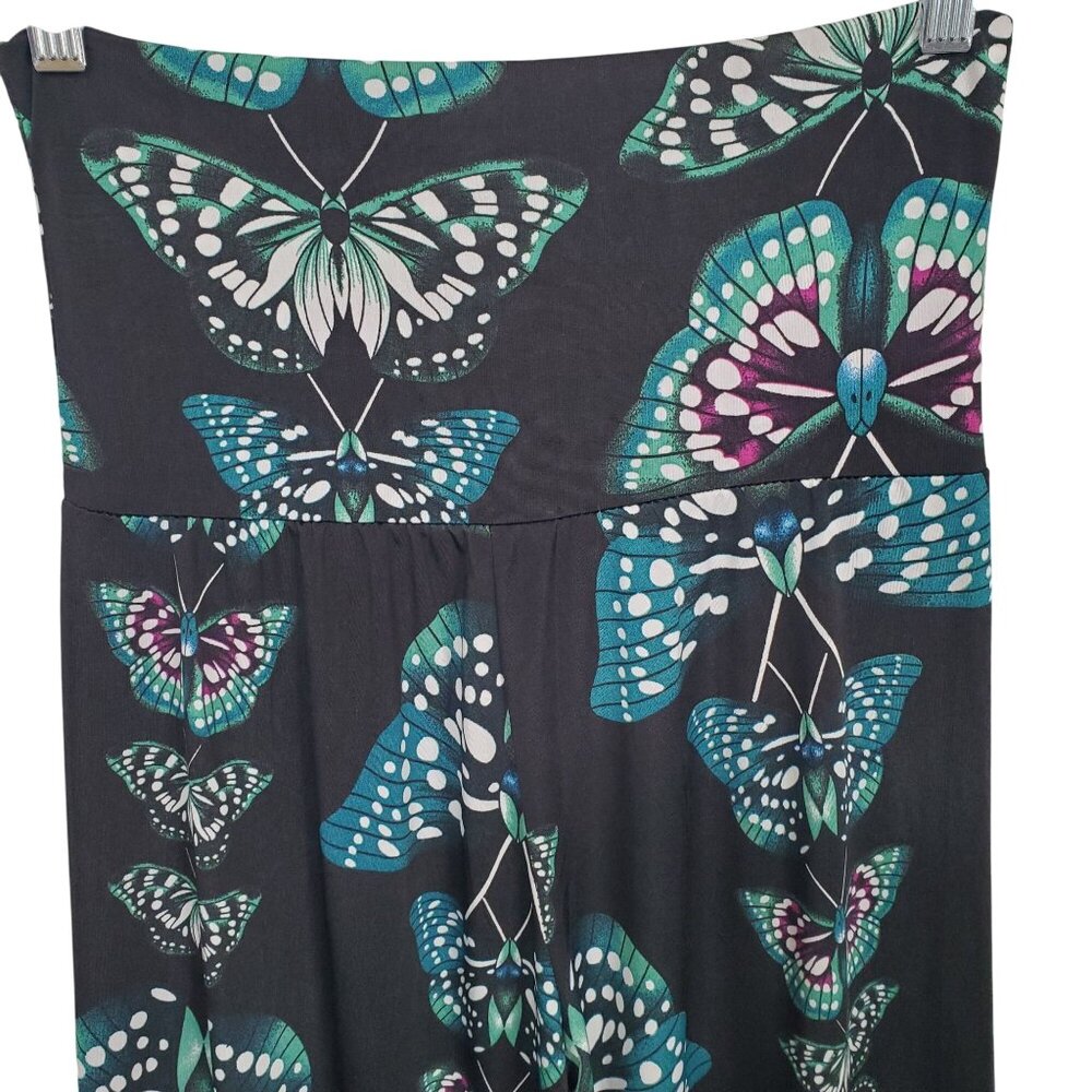 Yelete Leg Wear Sz S Pants High Foldover Waist Butterfly Print Wide Flowy Stretc - Picture 6 of 10